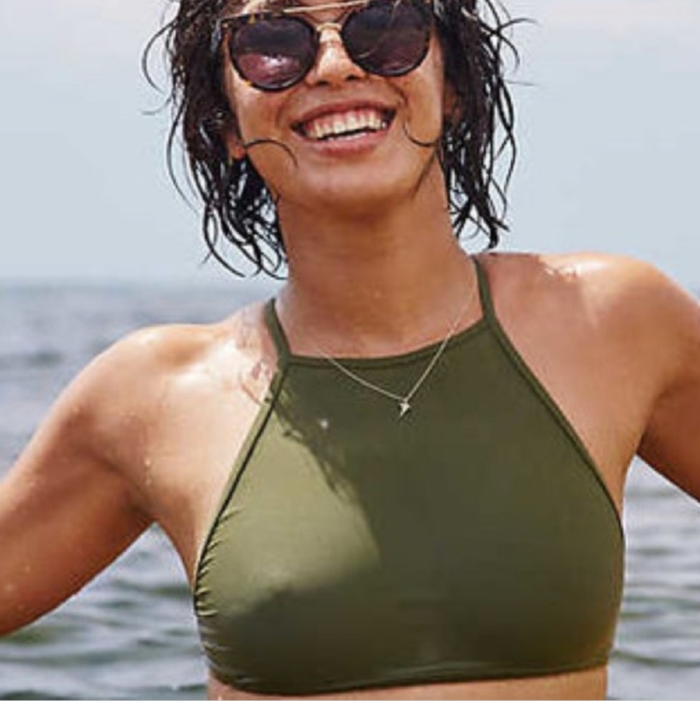 aerie | High Neck Tie Back Swim Top - Picture 4 of 10
